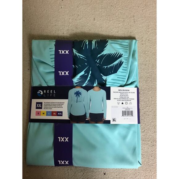 Women long/SL UV Swim Shirt  XL Reel Life 1 Pack Jax Beach Aruba Blue Swimwear - Picture 5 of 7